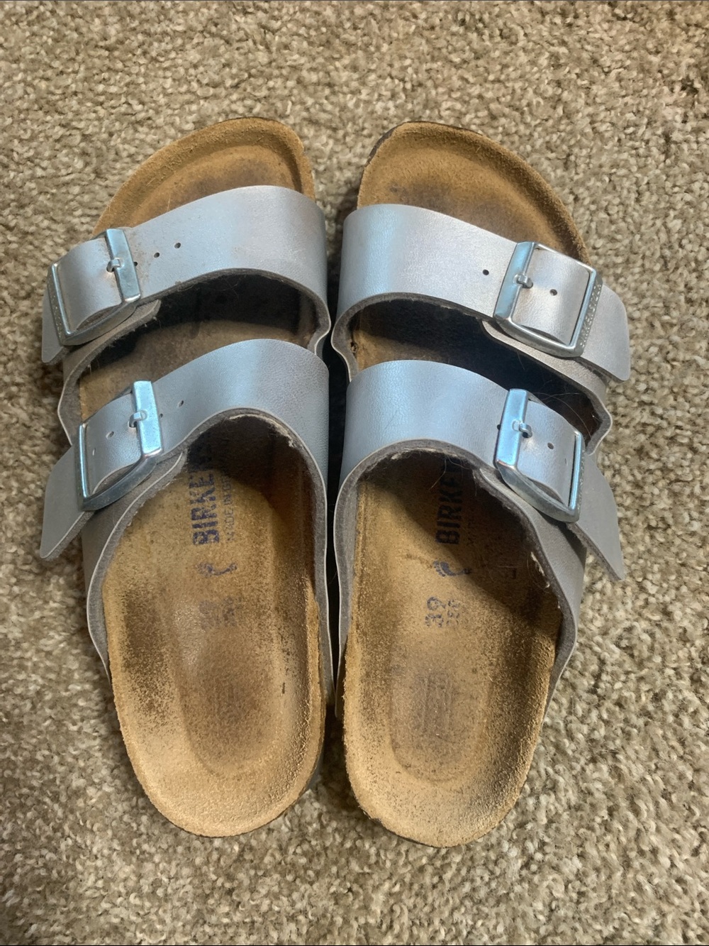 Women’s Silver Birkenstocks